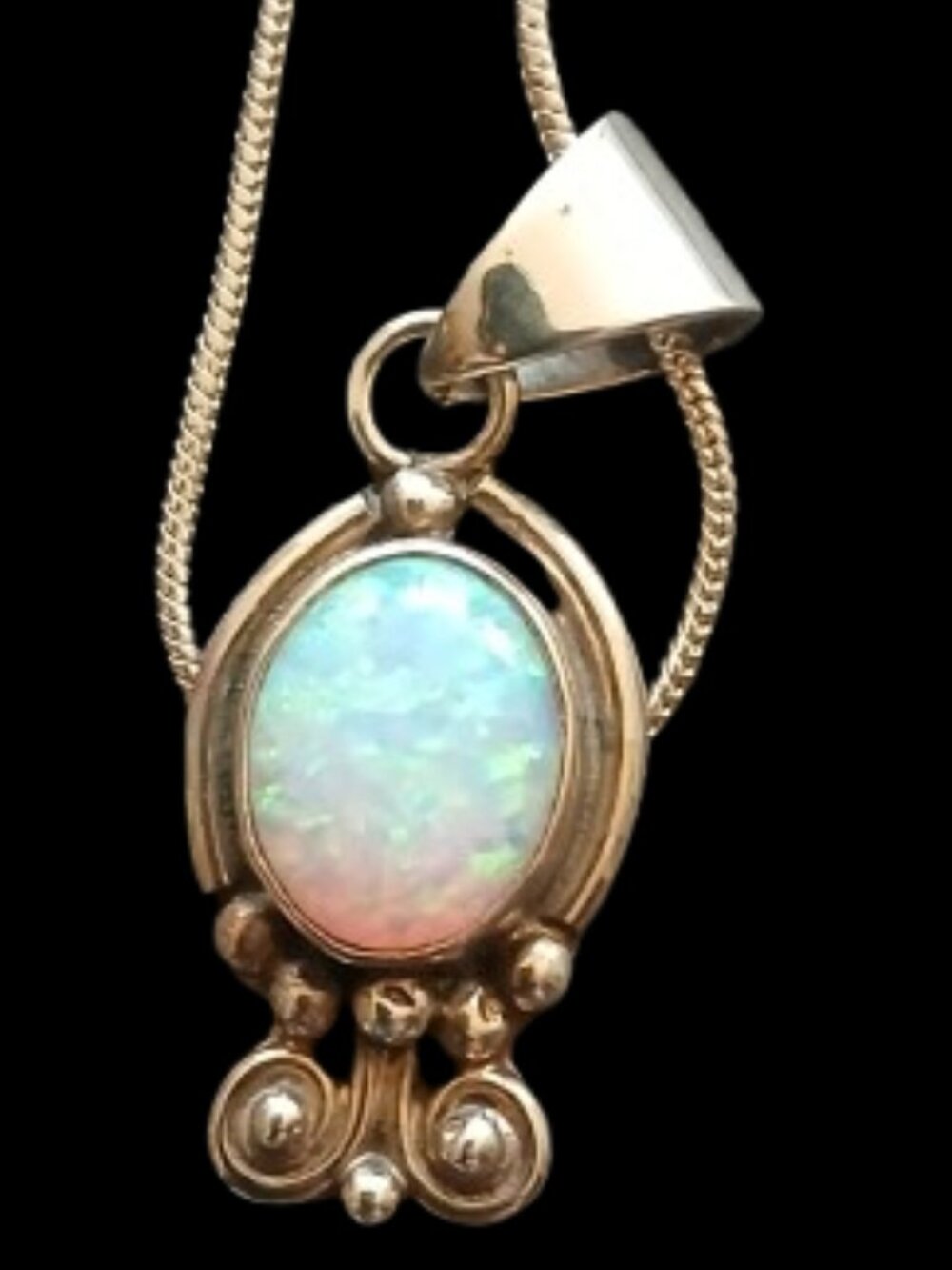 opal pendant on sterling silver chain